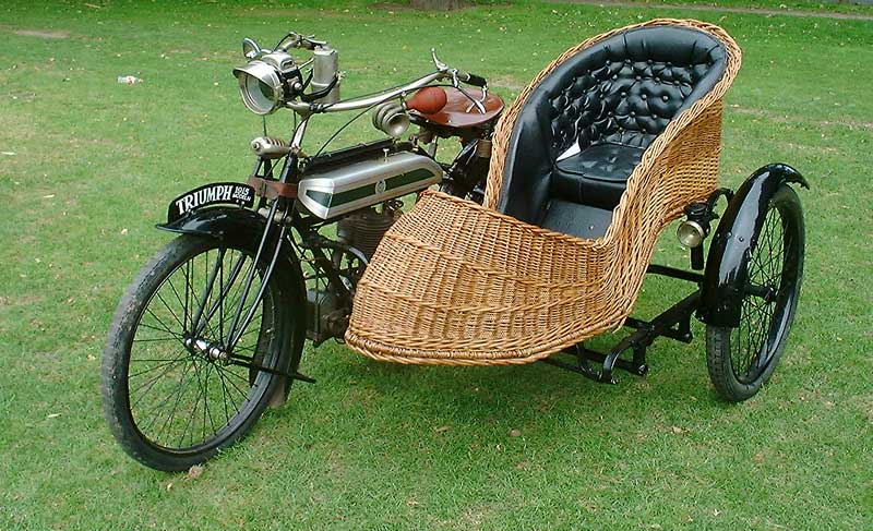 1915 Triumph Motorcycle With Wicker Sidecar